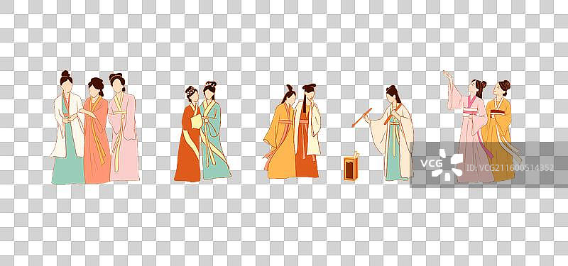 手绘唐朝秦朝大唐人物女服饰图片素材