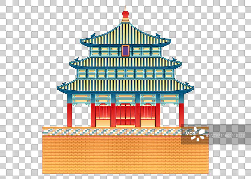 国风新中式最美中轴线北京景山万春亭插画免抠元素图片素材