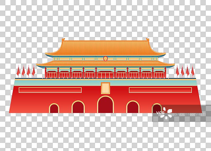 国风新中式最美中轴线北京天安门插画免抠元素图片素材