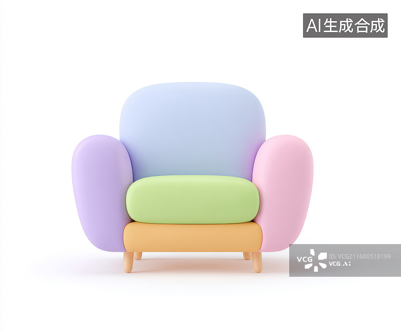 【AI数字艺术】彩色卡通风格的扶手椅图片素材