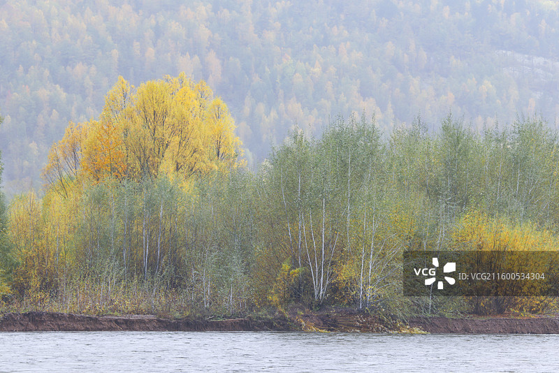 中国最冷小镇呼中镇呼玛河两岸秋天风光图片素材