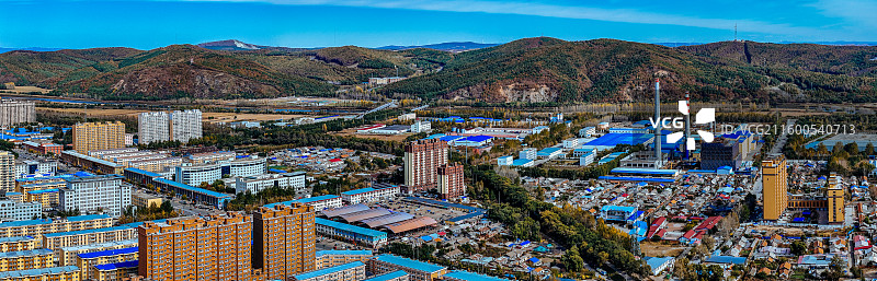 依兰县 依兰镇 通江路 东山公园 航拍图片素材