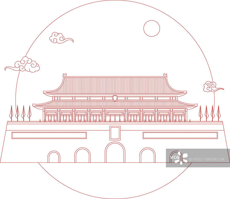 新中式国风最美中轴线北京天安门插画图片素材