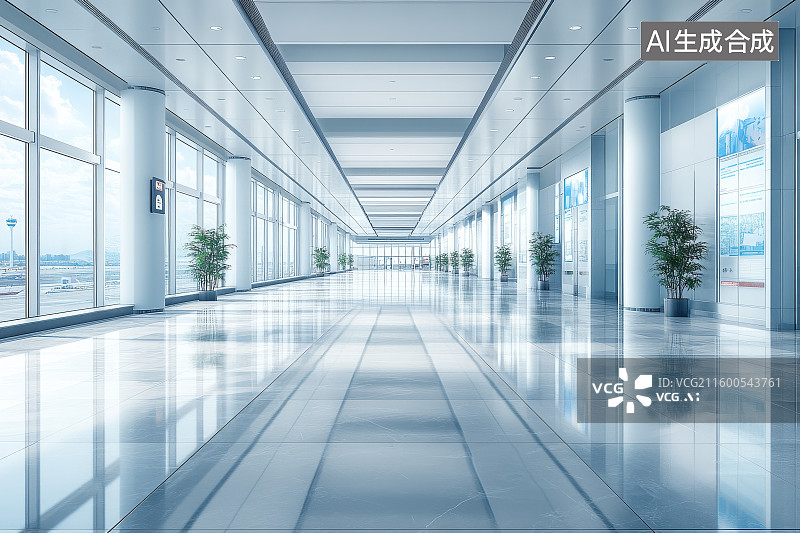 【AI数字艺术】现代化走廊的宽敞明亮空间图片素材