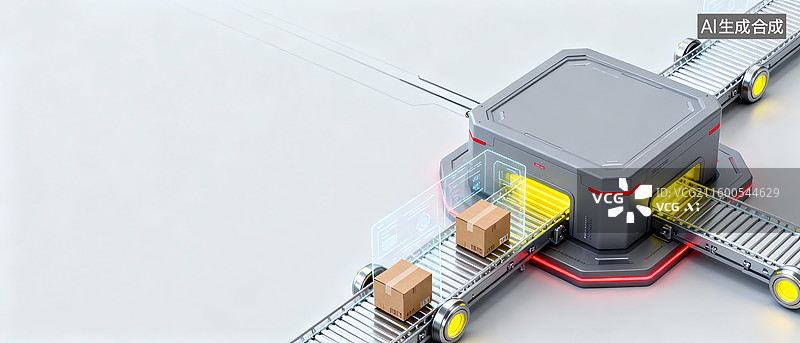 【AI数字艺术】人工智能自动化物流仓储生产线图片素材