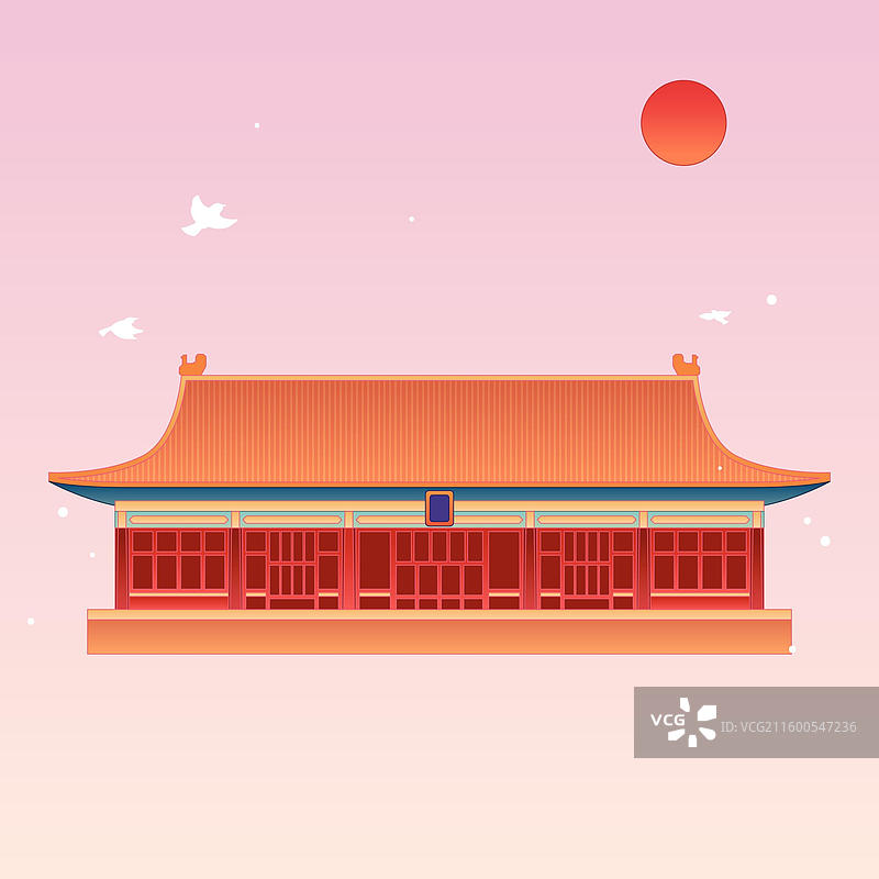 新中式国风最美中轴线北京社稷坛插画图片素材