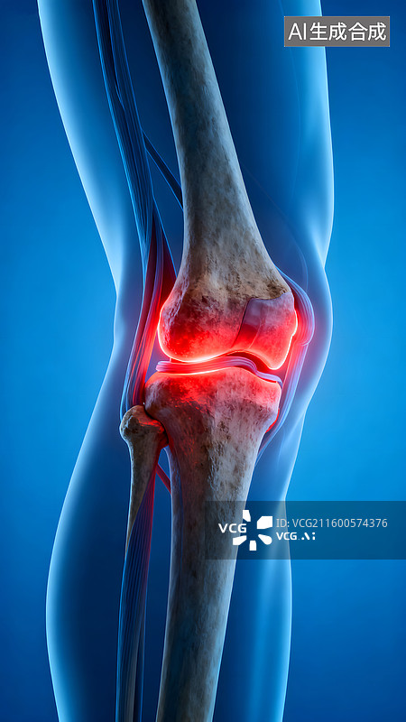 【AI数字艺术】膝关节结构尽显骨骼病理可视化图片素材