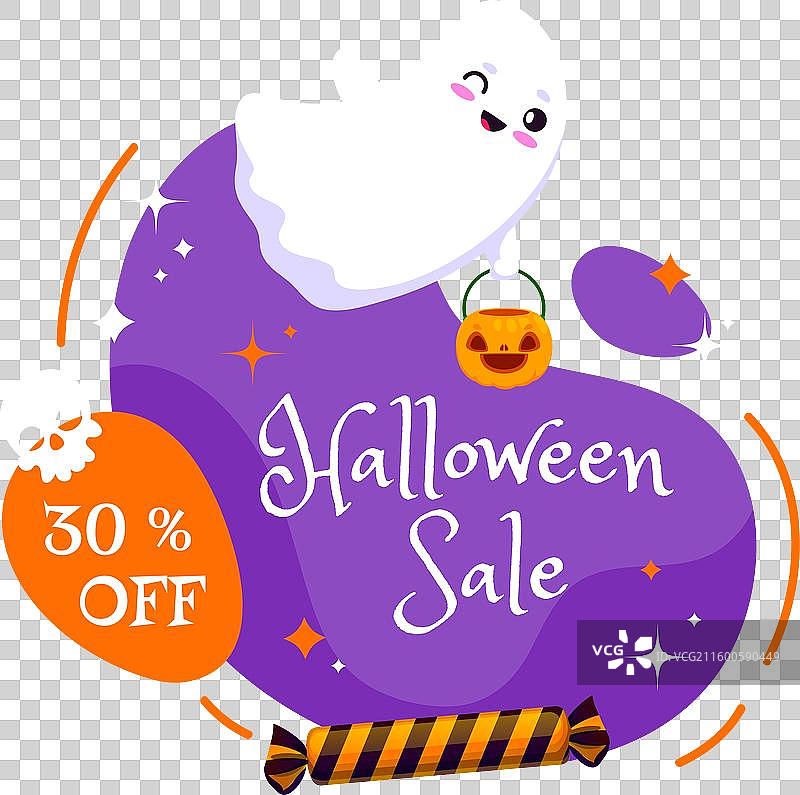 万圣节促销横幅，附带节日糖果或鬼魂图片素材