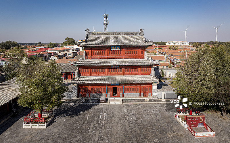 天津市宁河区丰台镇天尊阁航拍图片素材