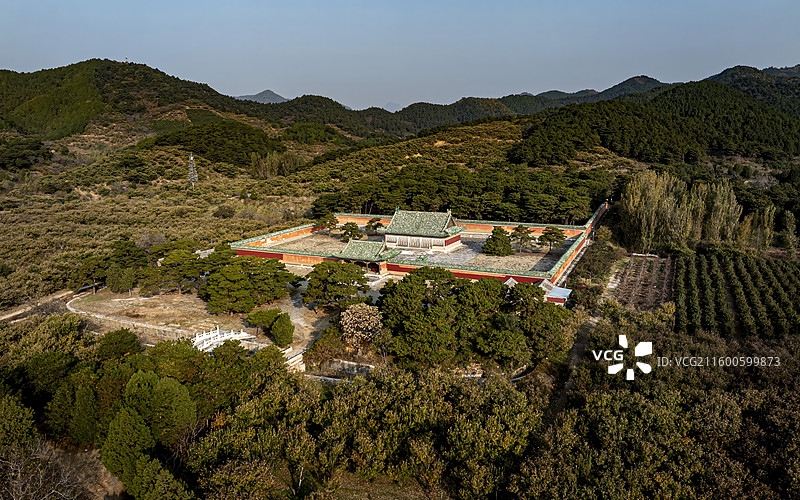 河北省唐山市遵化市清东陵定妃园寝航拍图片素材