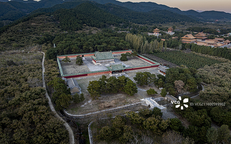 河北省唐山市遵化市清东陵定妃园寝航拍图片素材