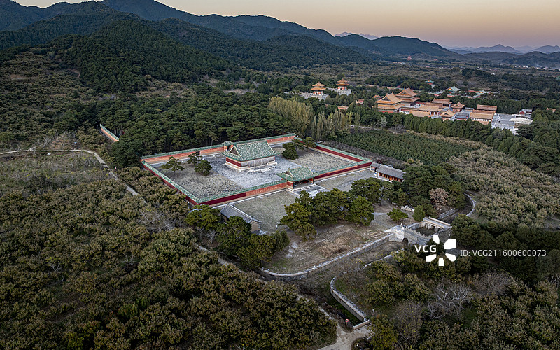 河北省唐山市遵化市清东陵定妃园寝航拍图片素材