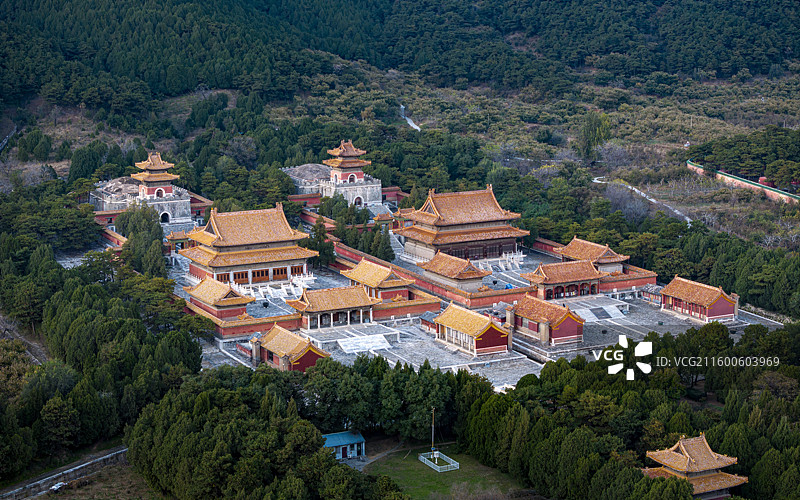 河北省唐山市遵化市清东陵定东陵航拍图片素材