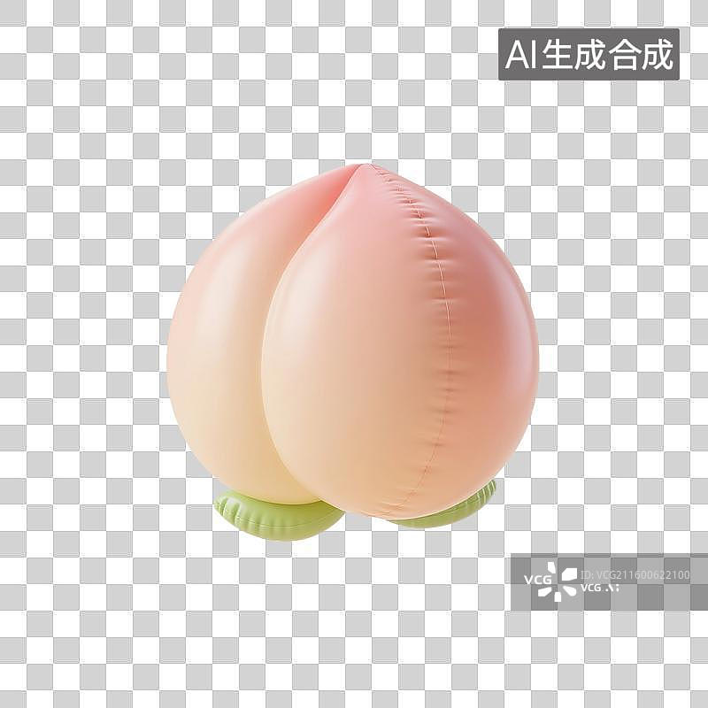 【AI数字艺术】3D渲染，膨胀充气风格，气球，卡通水果，桃子，水蜜桃，白桃，仙桃，寿桃，免抠元素图片素材