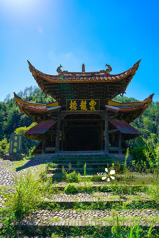 福建省龙岩市连平县，云龙桥，古桥乡村田园美景！图片素材