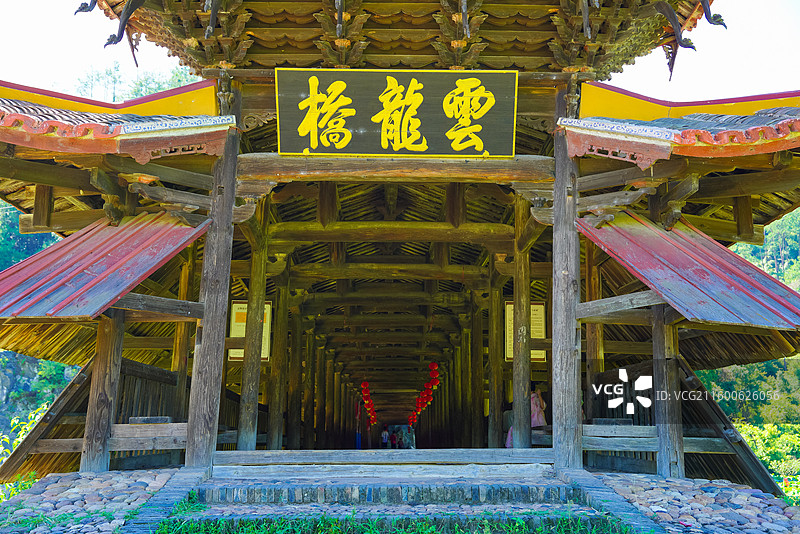 福建省龙岩市连平县，云龙桥，古桥乡村田园美景！图片素材