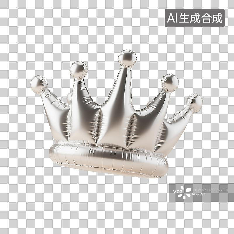 【AI数字艺术】3D渲染，充气膨胀风格，卡通皇冠，免抠元素图片素材