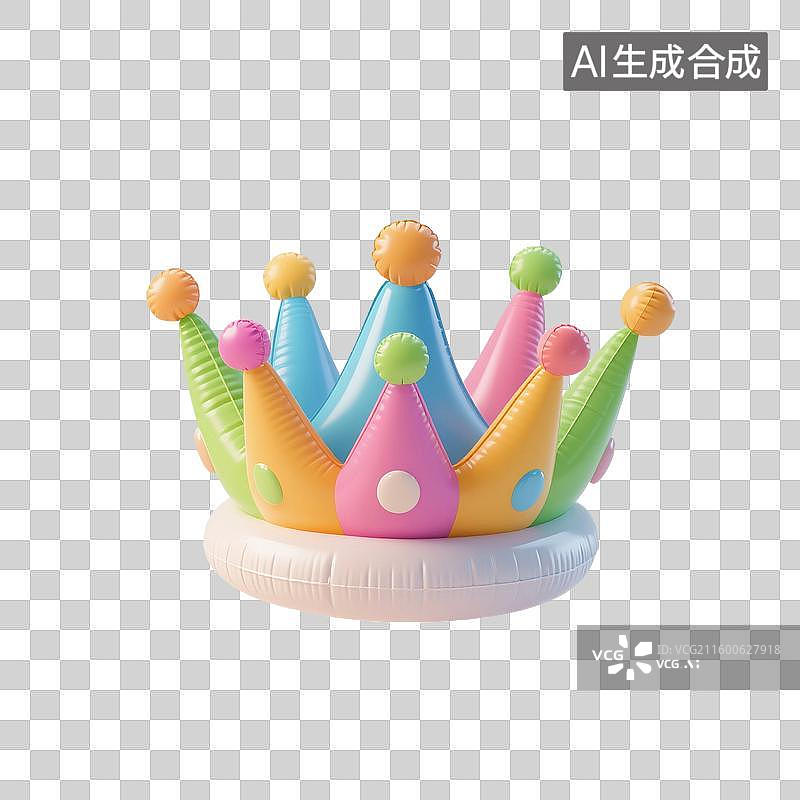 【AI数字艺术】3D渲染，充气膨胀风格，卡通皇冠，免抠元素图片素材