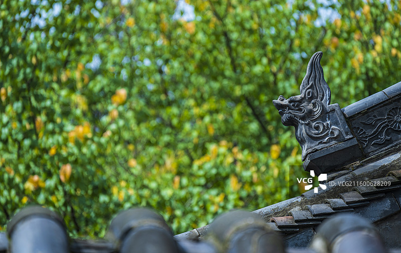 河南桐柏县叶家大庄传统建筑飞檐特写图片素材