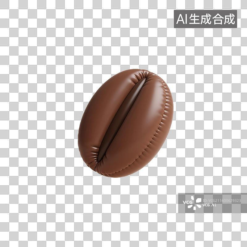 【AI数字艺术】3D渲染，充气膨胀风格，卡通咖啡豆，烘焙咖啡豆，咖啡，提神饮料，免抠元素图片素材