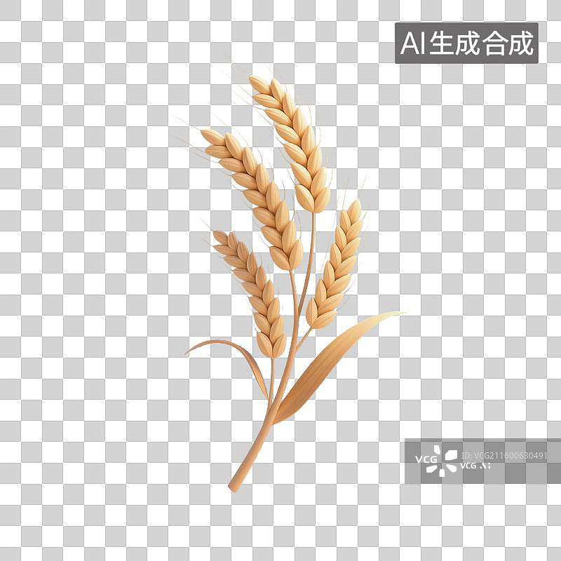 【AI数字艺术】3D渲染，麦穗，麦子，农业丰收，收获，秋天，传统节日，中国风图片素材
