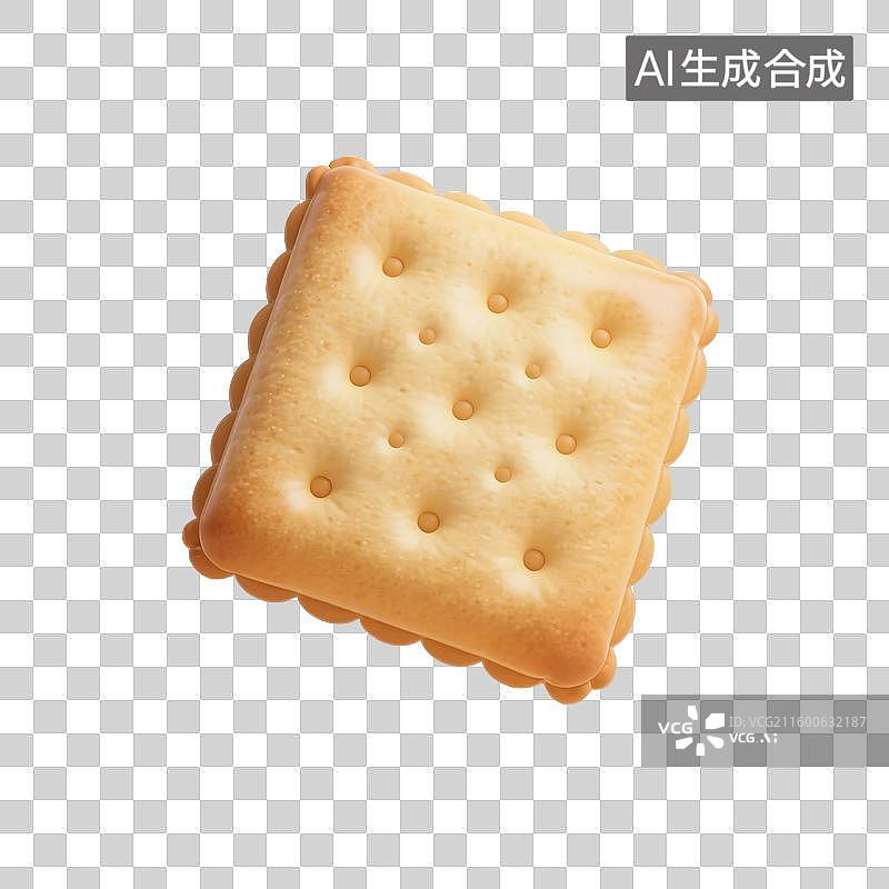 【AI数字艺术】3D渲染，充气膨胀风格，饼干，零食，苏打饼干，派对，下午茶美食，促销，免抠元素图片素材