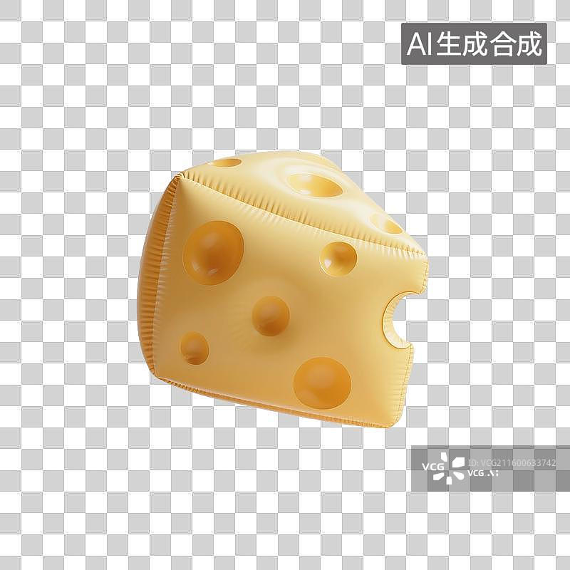 【AI数字艺术】3D渲染，充气膨胀风格，气球，奶酪，芝士，奶制品，烘焙原材料，促销，免抠元素图片素材