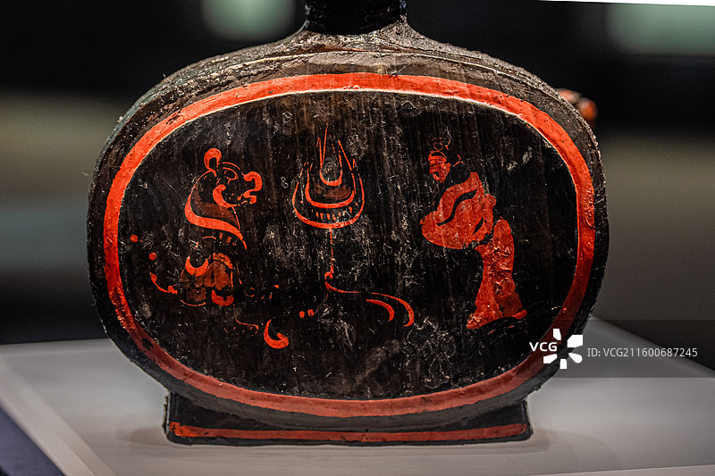 西汉 漆扁壶 湖北云梦郑家湖277号墓出土 湖北省文物考古研究院图片素材