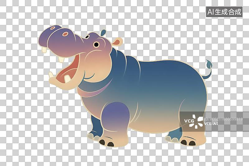 【AI数字艺术】可爱卡通河马形象图片素材