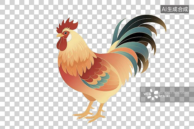 【AI数字艺术】色彩鲜艳的公鸡形象图片素材