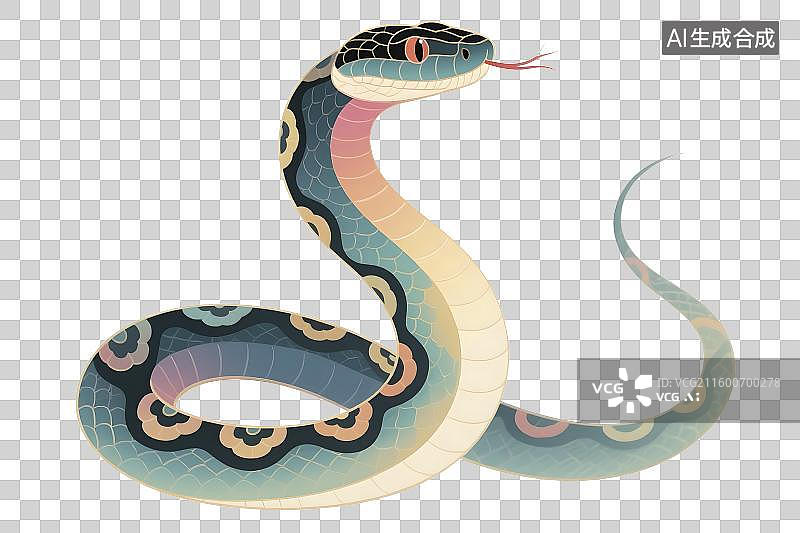 【AI数字艺术】色彩斑斓的插画蛇形象图片素材