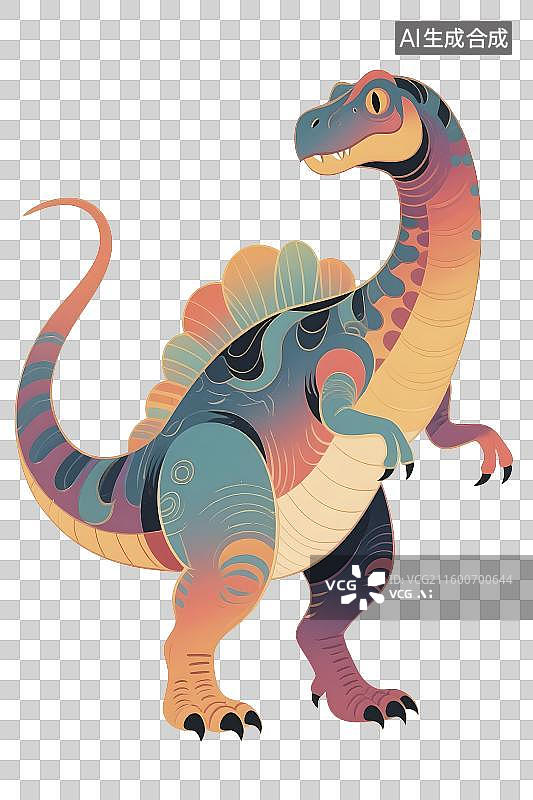 【AI数字艺术】色彩斑斓的史前恐龙插画图片素材