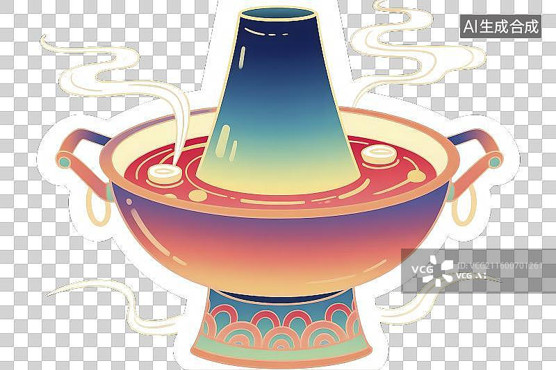 【AI数字艺术】色彩丰富的传统中式火锅图片素材