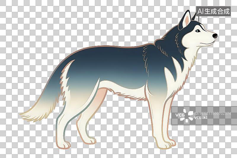 【AI数字艺术】一幅美丽的西伯利亚哈士奇插画图片素材