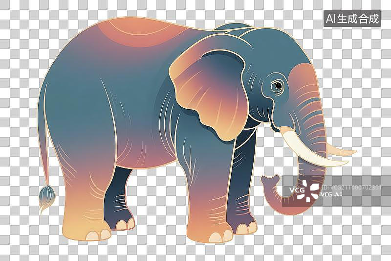 【AI数字艺术】色彩渐变的优雅大象插画图片素材