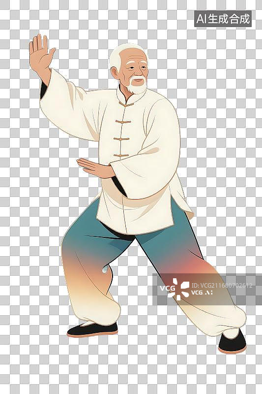 【AI数字艺术】老人打太极拳的优雅姿态图片素材