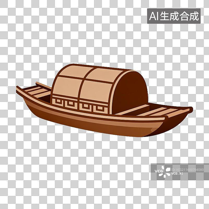 【AI数字艺术】传统带篷河船图片素材