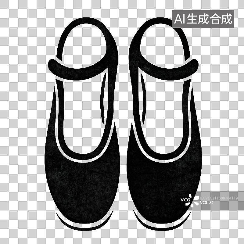 【AI数字艺术】黑色芭蕾舞鞋插画图案图片素材