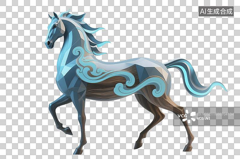 【AI数字艺术】带有漩涡图案的风格化骏马图片素材