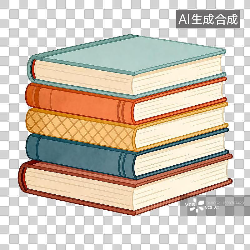 【AI数字艺术】一摞色彩丰富的书籍图片素材