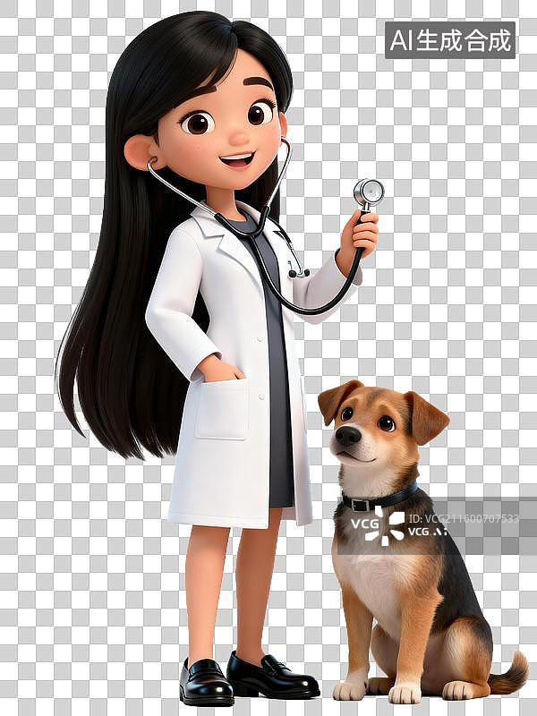 【AI数字艺术】年轻女兽医检查小狗图片素材