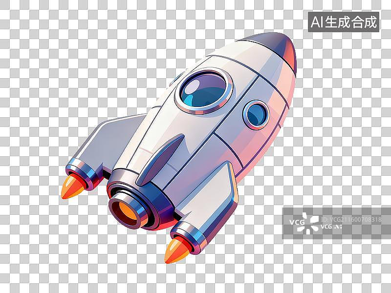 【AI数字艺术】科技科幻类飞行器卡通风格的火箭飞船图片素材