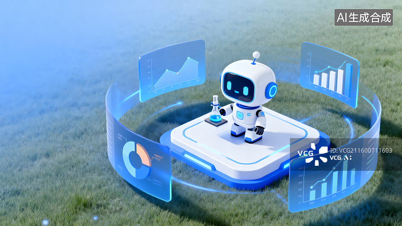 【AI数字艺术】人工智能机器人做实验分析图片素材