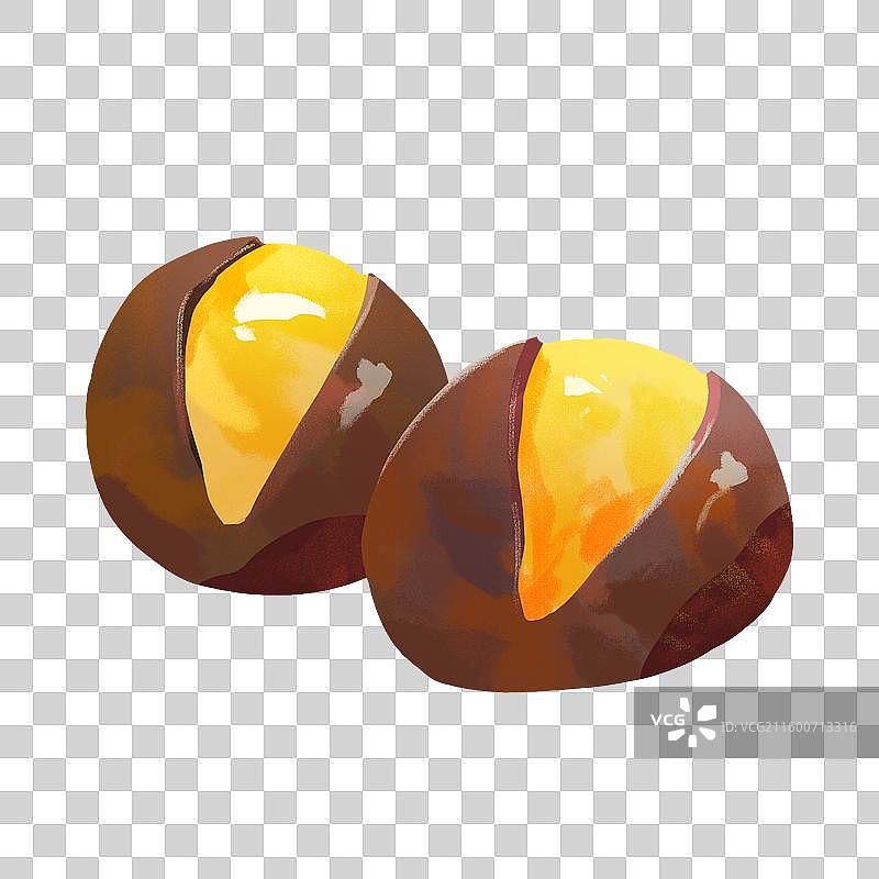 手绘卡通秋天板栗坚果糖炒栗子美食图片素材