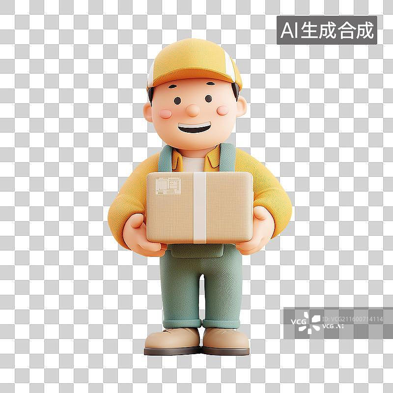 【AI数字艺术】快递员抱箱带立体造型图片素材