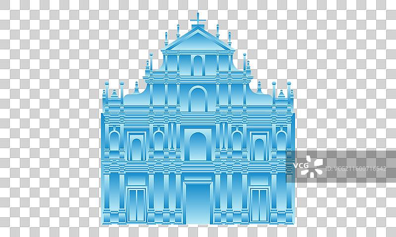 大三巴牌坊天主之母圣保禄大教堂中国澳门特别行政区世界文化遗产城市旅游地标建筑新国风扁平简约渐变矢量图图片素材