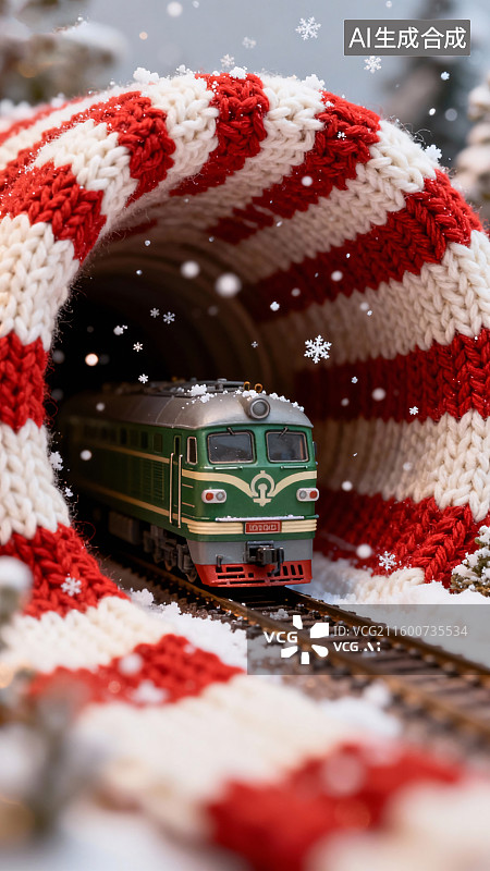 【AI数字艺术】微距模型场景立冬火车海报插画图片素材