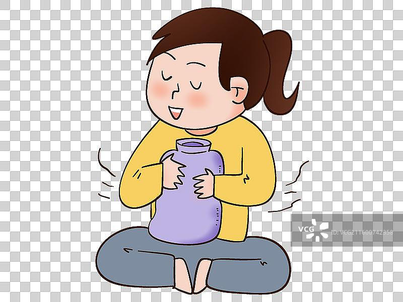 冬天女孩用热水袋取暖 温暖 寒冷 取暖器 取暖 热水袋 床上图片素材