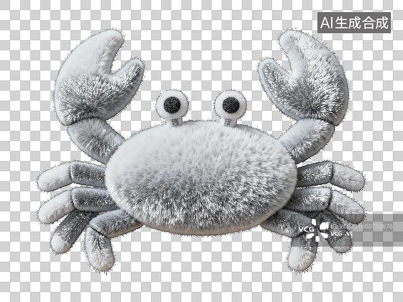 【AI数字艺术】十二星座巨蟹座 银色螃蟹毛绒玩具免扣素材图片素材