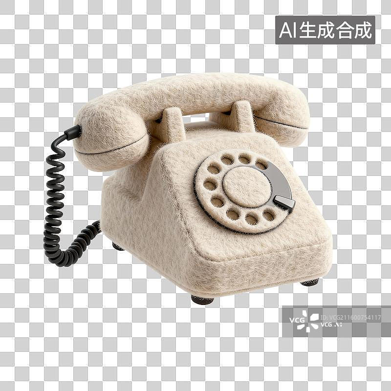 【AI数字艺术】毛绒材质复古旋转拨号电话图片素材